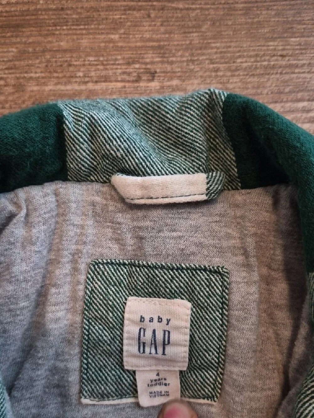 GAP Kids Dark Green & White Plaid Shacket